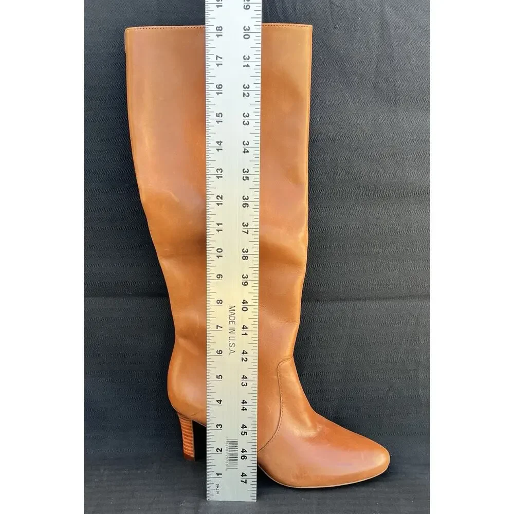 LAUREN RALPH LAUREN Caelynn Burnished Riding Leather Boots Women's Size 7.5 US